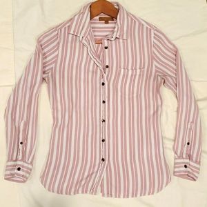 Pink & White Striped Button-up Blouse